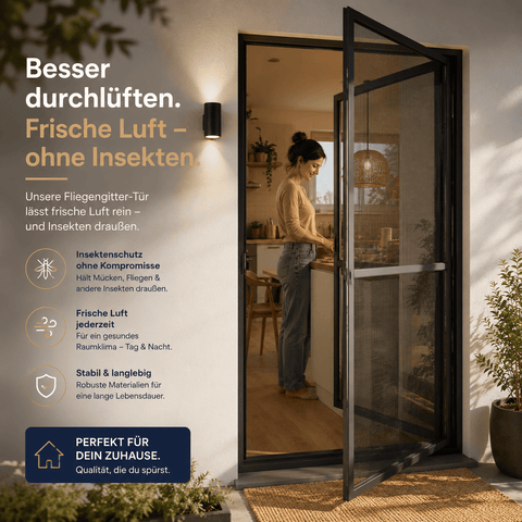 In der Küche lüften mit der Fliegengitter Tür nach Maß